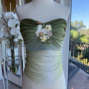 (RESERVED) BNWT Ema Savahl Couture flower appliqué mesh top, One Size Fits All